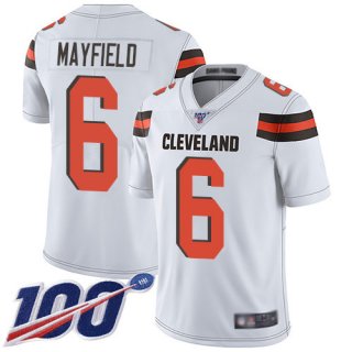 Cleveland Browns #6 Baker Mayfield White Men's Stitched Football 100th Season Vapor Limited Jersey