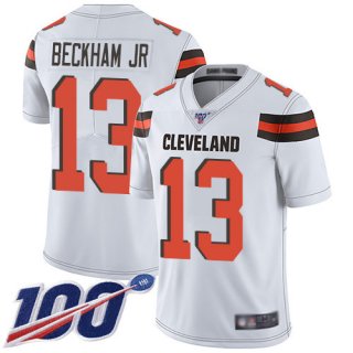 Cleveland Browns #13 Odell Beckham Jr White Men's Stitched Football 100th Season Vapor Limited Jersey