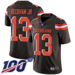 Cleveland Browns #13 Odell Beckham Jr Brown Team Color Men's Stitched Football 100th Season Vapor Limited Jersey