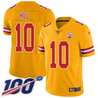 Chiefs #10 Tyreek Hill Gold Men's Stitched Football Limited Inverted Legend 100th Season Jersey