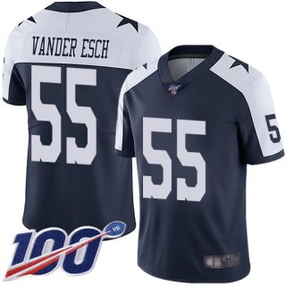 Cowboys #55 Leighton Vander Esch Navy Blue Thanksgiving Men's Stitched Football 100th Season Vapor Throwback Limited Jersey