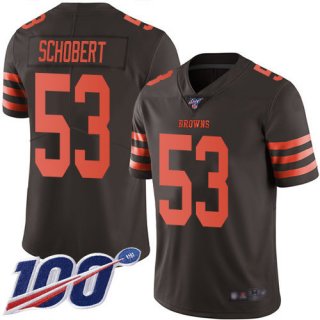 Nike Browns #53 Joe Schobert Brown Men's Stitched NFL Limited Rush 100th Season Jersey