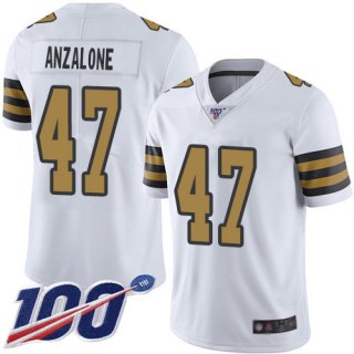 Nike Saints #47 Alex Anzalone White Men's Stitched NFL Limited Rush 100th Season Jersey