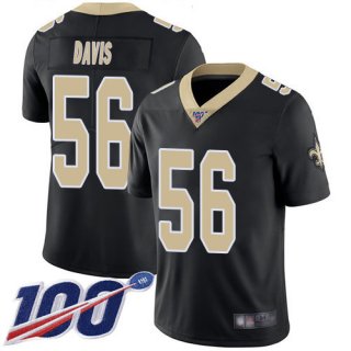 Nike Saints #56 DeMario Davis Black Team Color Men's Stitched NFL 100th Season Vapor Limited Jersey