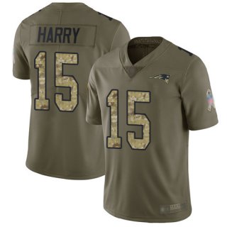 Nike Patriots #15 N'Keal Harry Olive Camo Men's Stitched NFL Limited 2017 Salute To Service Jersey