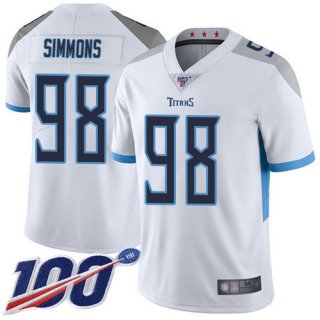 Nike Titans #98 Jeffery Simmons White Men's Stitched NFL 100th Season Vapor Limited Jersey