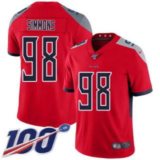 Nike Titans #98 Jeffery Simmons Red Men's Stitched NFL Limited Inverted Legend 100th Season Jersey