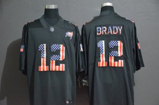 Men's Tampa Bay Buccaneers #12 Tom Brady 2019 Black Salute To Service USA Flag Fashion Limited Jersey