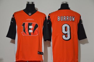 Men's Cincinnati Bengals #9 Joe Burrow Orange 2020 Team Logo Vapor Untouchable Stitched NFL Nike Fashion Limited Jersey