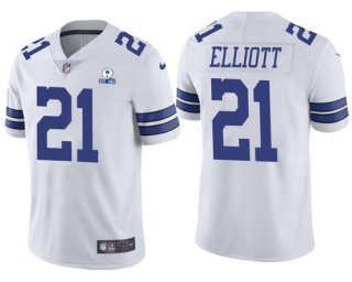 Men's Dallas Cowboys #21 Ezekiel Elliott 60th Anniversary White Vapor Untouchable Stitched NFL Nike Limited Jersey