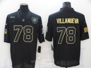 Men's Pittsburgh Steelers #78 Alejandro Villanueva Black 100th Season Golden Edition Jersey