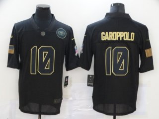 Men's San Francisco 49ers #10 Jimmy Garoppolo Black 2020 Salute To Service Stitched NFL Nike Limited Jersey