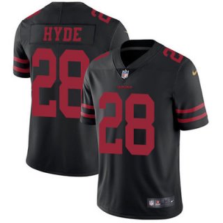 Nike San Francisco 49ers #28 Carlos Hyde Black Alternate Men's Stitched NFL Vapor Untouchable Limited Jersey