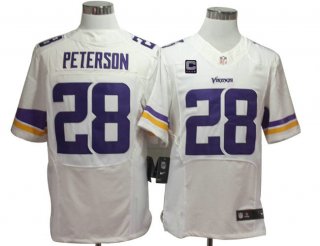 Size 60 4XL Adrian Peterson Minnesota Vikings #28 White Stitched Nike Elite Jersey C Pacth