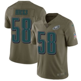 Nike Philadelphia Eagles #58 Jordan Hicks Olive Men's Stitched NFL Limited 2017 Salute To Service Jersey