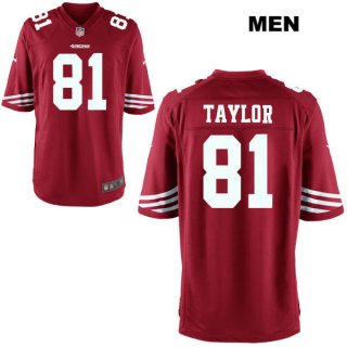 Mens Nike San Francisco 49ers #81 Trent Taylor Stitched Home Red Game Football Jersey