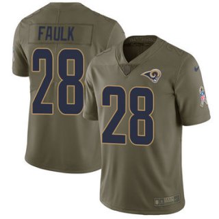 Nike Los Angeles Rams #28 Marshall Faulk Olive Men's Stitched NFL Limited 2017 Salute to Service Jersey