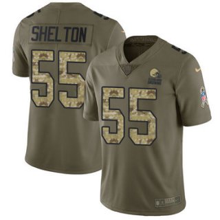 Nike Browns #55 Danny Shelton Olive Camo Men's Stitched NFL Limited 2017 Salute To Service Jersey