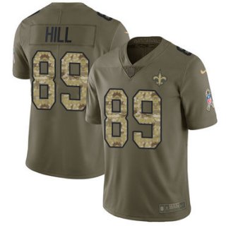 Nike Saints #89 Josh Hill Olive Camo Men's Stitched NFL Limited 2017 Salute To Service Jersey