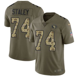 Nike 49ers #74 Joe Staley Olive Camo Men's Stitched NFL Limited 2017 Salute To Service Jersey