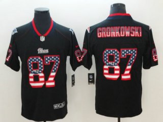 Nike New England Patriots #87 Rob Gronkowski Black USA Flag Fashion Color Rush Limited Jersey