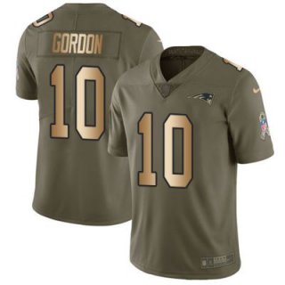 Men's NFL New England Patriots #10 Josh Gordon Olive Gold 2017 Salute to Service Limited Nike Jersey