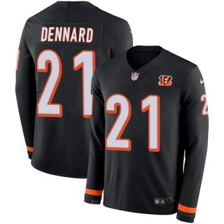 Nike Bengals #21 Darqueze Dennard Black Team Color Men's Stitched NFL Limited Therma Long Sleeve Jersey