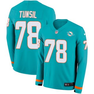 Nike Dolphins #78 Laremy Tunsil Aqua Green Team Color Men's Stitched NFL Limited Therma Long Sleeve Jersey