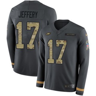 Nike Eagles #17 Alshon Jeffery Anthracite Salute to Service Men's Stitched NFL Limited Therma Long Sleeve Jersey