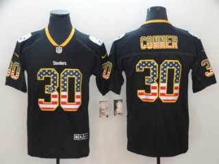 Nike Pittsburgh Steelers #30 James Conner Black USA Flag Fashion Limited Jersey