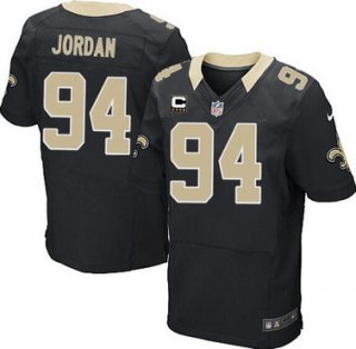 Men's New Orleans Saints #94 Cameron Jordan Black Team Color C Patch NFL Nike Elite Jersey