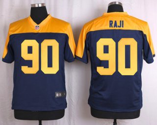 Men's Green Bay Packers #90 B.J. Raji Navy Blue Gold Alternate NFL Nike Elite Jersey