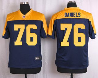 Men's Green Bay Packers #76 Mike Daniels Navy Blue Gold Alternate NFL Nike Elite Jersey