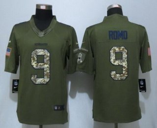 Men's Dallas Cowboys #9 Tony Romo Navy Green Salute To Service 2015 NFL Nike Limited Jersey