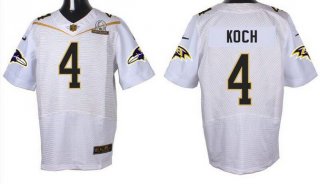 Men's Baltimore Ravens #4 Sam Koch White 2016 Pro Bowl Nike Elite Jersey