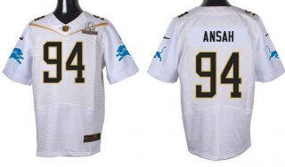 Men's Detroit Lions #94 Ezekiel Ansah White 2016 Pro Bowl Nike Elite Jersey