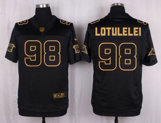 Nike Panthers #98 Star Lotulelei Black Men's Stitched NFL Elite Pro Line Gold Collection Jersey