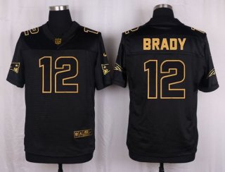 Nike Patriots #12 Tom Brady Black Men's Stitched NFL Elite Pro Line Gold Collection Jersey