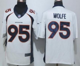 Men's Denver Broncos #95 Derek Wolfe White Road NFL Nike Limited Jersey