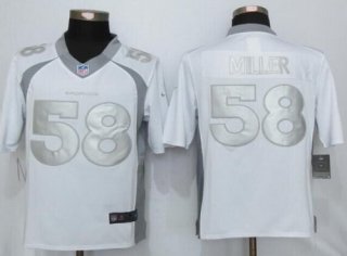 Men's Denver Broncos #58 Von Miller White Platinum NFL Nike Limited Jersey