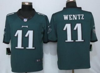 Men's Philadelphia Eagles #11 Carson Wentz Green Team Color NFL Nike Limited Jersey