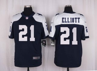 Men's Dallas Cowboys #21 Ezekiel Elliott Navy Blue Thanksgiving Alternate NFL Nike Elite Jersey