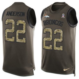 Men's Denver Broncos #22 C.J. Anderson Olive Green Salute To Service Hot Pressing Player Name & Number Nike NFL Tank Top Jersey