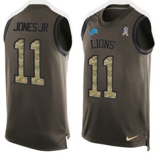 Men's Detroit Lions #11 Marvin Jones Jr Green Salute to Service Hot Pressing Player Name & Number Nike NFL Tank Top Jersey