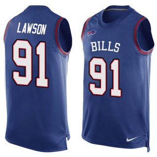 Men's Buffalo Bills #91 Manny Lawson Royal Blue Hot Pressing Player Name & Number Nike NFL Tank Top Jersey