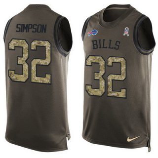 Men's Buffalo Bills #32 O. J. Simpson Green Salute to Service Hot Pressing Player Name & Number Nike NFL Tank Top Jersey