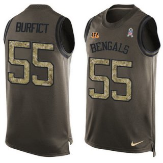 Men's Cincinnati Bengals #55 Vontaze Burfict Green Salute to Service Hot Pressing Player Name & Number Nike NFL Tank Top Jersey