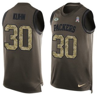 Men's Green Bay Packers #30 John Kuhn Green Salute to Service Hot Pressing Player Name & Number Nike NFL Tank Top Jersey