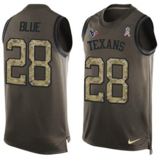 Men's Houston Texans #28 Alfred Blue Green Salute to Service Hot Pressing Player Name & Number Nike NFL Tank Top Jersey