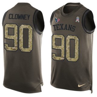 Men's Houston Texans #90 Jadeveon Clowney Green Salute to Service Hot Pressing Player Name & Number Nike NFL Tank Top Jersey